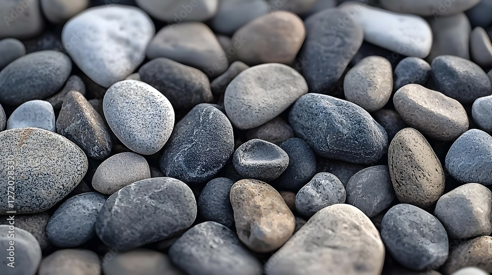 Close-Up of Smooth and Textured Grey and Brown Pebbles Close-Up of Smooth and Textured Grey and Brown Pebbles