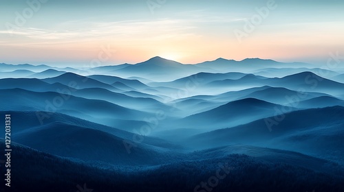 Serene misty peaks sunrise landscape wallpaper high resolution hd picture