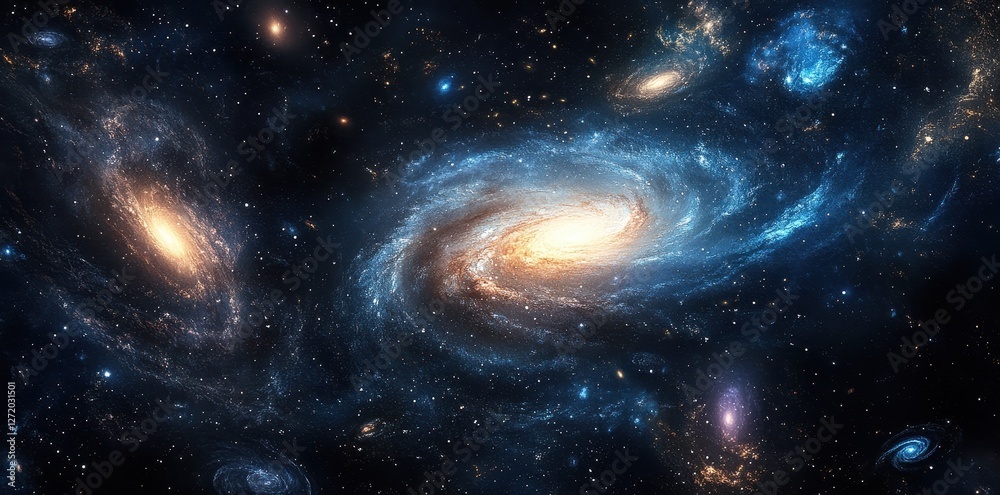 A breathtaking view of several galaxies in the vast cosmos A breathtaking view of several galaxies in the vast cosmos