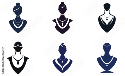 Stylish Female Silhouettes Displaying Various Necklaces