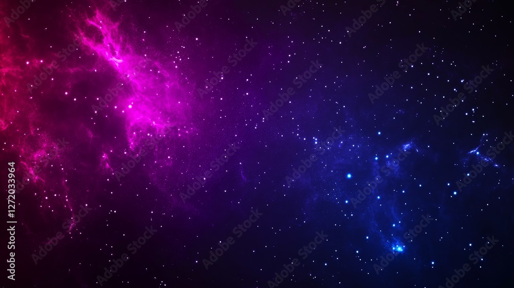 Fototapeta premium Vivid cosmic nebula with pink and blue hues illuminated against a starry background