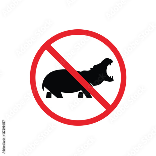  prohibited and dangerous signs. hippo danger. it is forbidden to bring hippo
