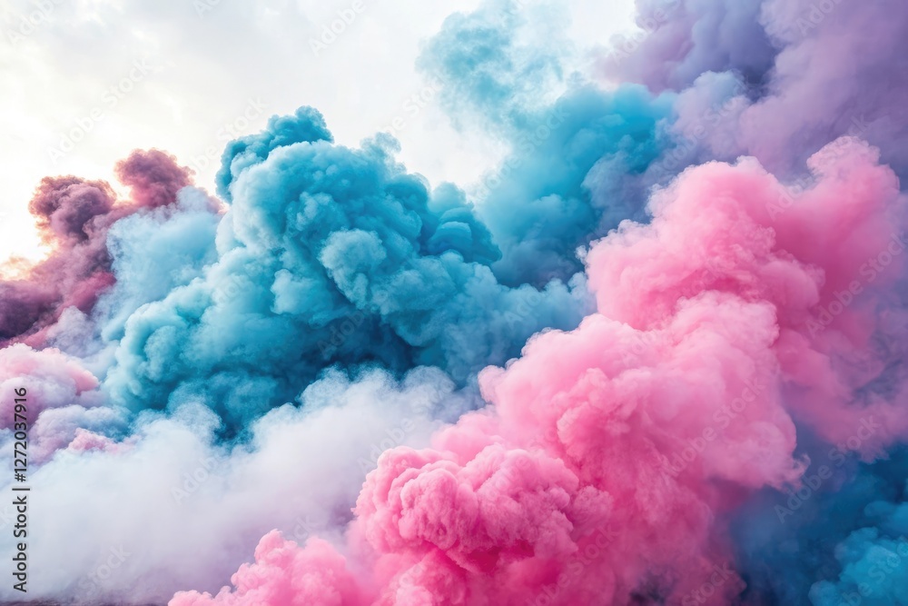 Fototapeta premium clouds of pink and blue neon colorful smoke background, iridescent veil, vibrant colors