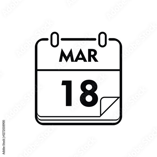 calender icon, 18 march icon with white background