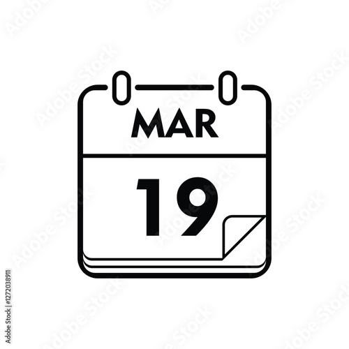 calender icon, 19 march icon with white background