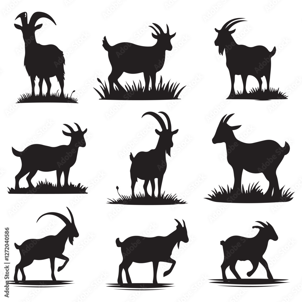 Fototapeta premium goat silhouettes set