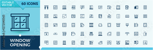 Window Opening simple icon. It contains symbols to architecture, round, door, plastic, plate, element, exterior, art. Thin linear style icons. Vector line and solid icons.