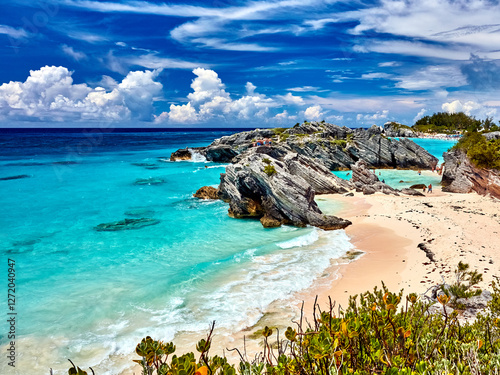 Bermuda island coastal tropical beaches