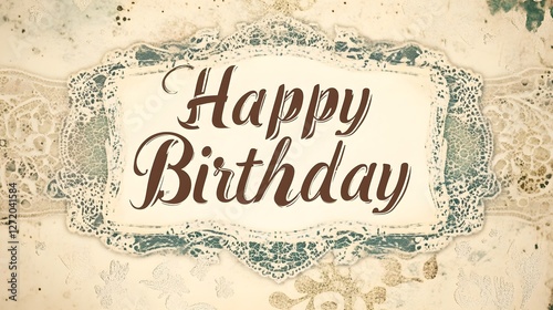  A lace-bordered banner with "Happy Birthday" in a classic, elegant font.