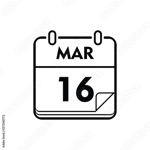 calender icon, 16 march icon with white background