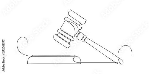 Judge gavel. Continuous line drawing.