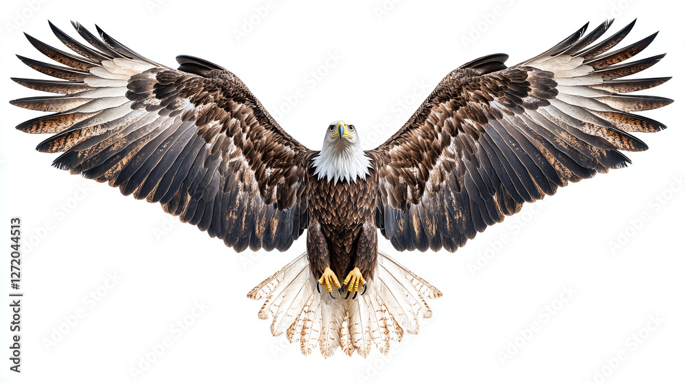 Obraz premium Bald eagle flying isolated on white background