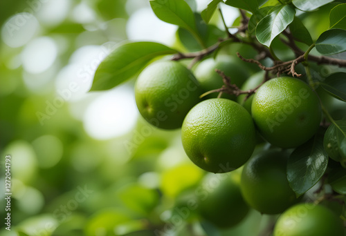 Obraz na płótnie lime garden with ripe limes fruit . Ai generated w salonie