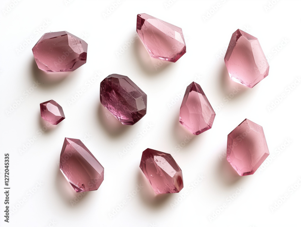 Fototapeta premium Assortment of Pink Diamond-Shaped Cut-Out Designs for Creative Projects and Crafts