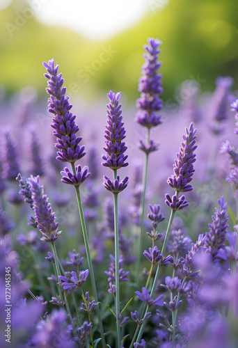 Obraz na płótnie natural lavender herb growth on plantation blossoming by lavender lilac flowers. Ai generated w salonie