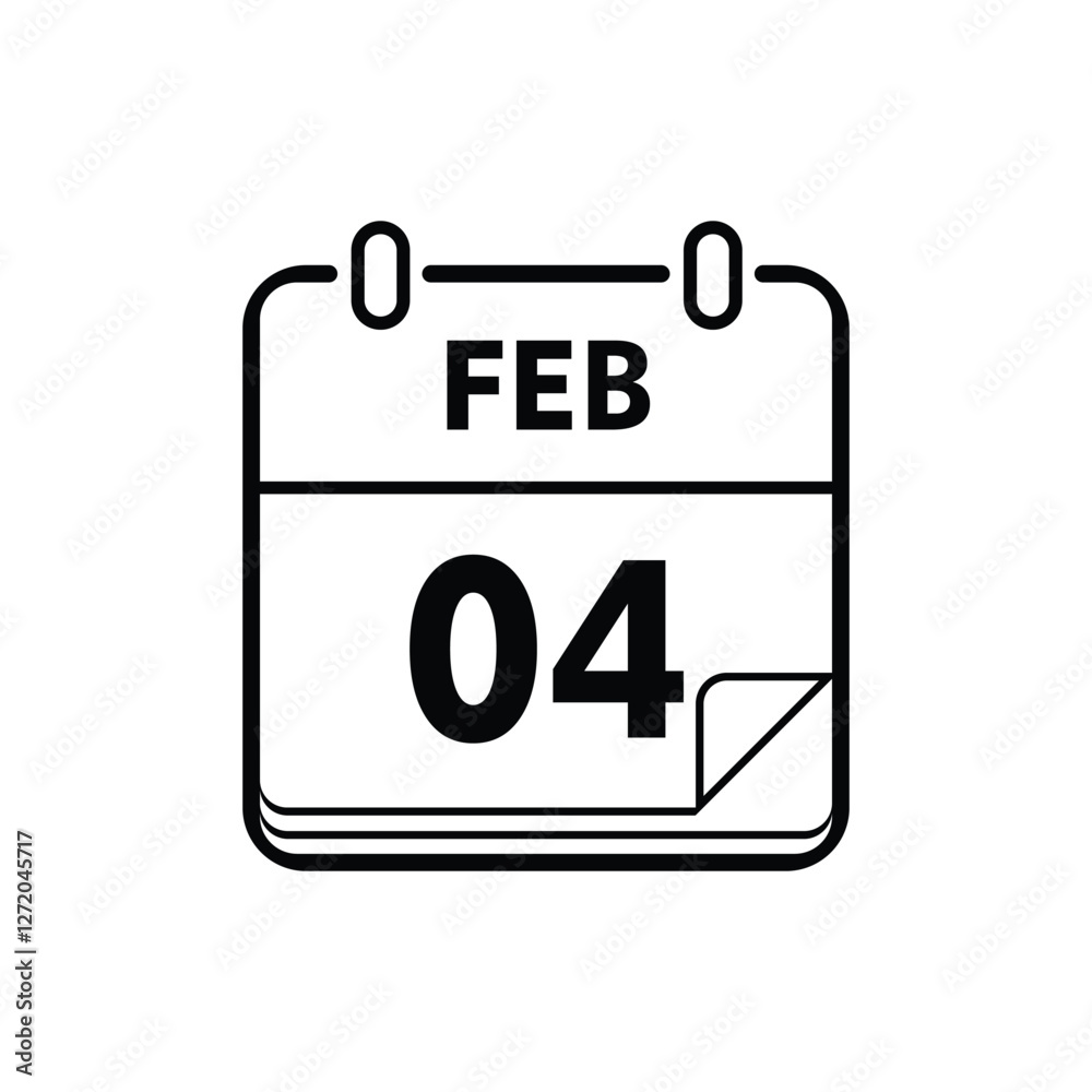 calender icon, 04 february icon with white background calender icon, 04 february icon with white background