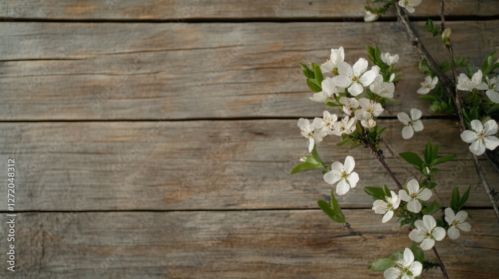 Overhead shot of a delicate floral setting with small blossoms spread across a wooden surface, artistic and airy atmosphere, well-balanced and detailed textures, ultra-sharp focus Overhead shot of a delicate floral setting with small blossoms spread across a wooden surface, artistic and airy atmosphere, well-balanced and detailed textures, ultra-sharp focus