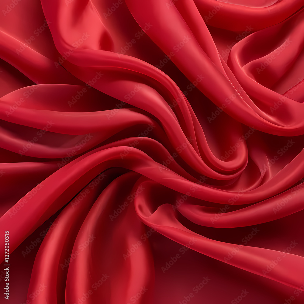 Obraz premium Abstract background featuring semi-transparent red silk fabric with flowing drapery and soft, elegant texture.