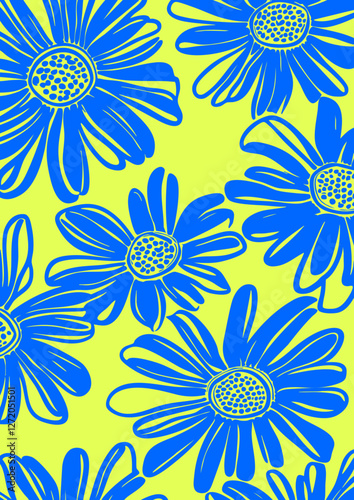 Daisy vector pattern, Flowers pattern