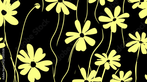 Daisy vector pattern, Flowers pattern