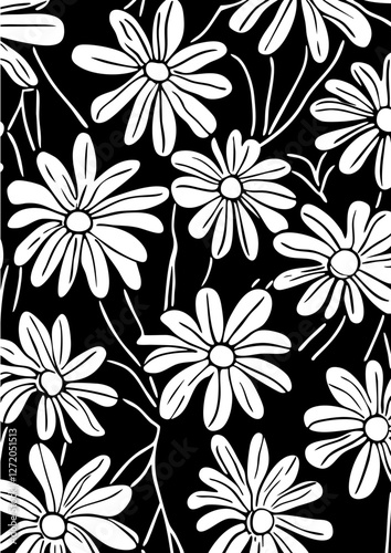 Daisy vector pattern, Flowers pattern