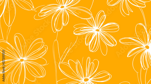 Daisy vector pattern, Flowers pattern