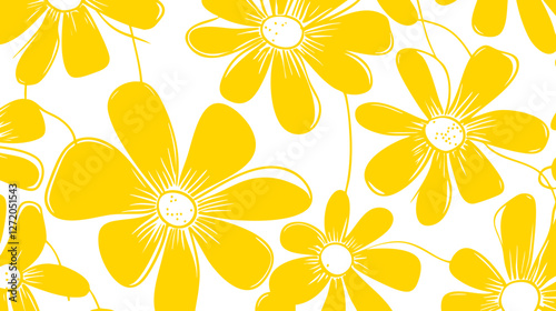 Daisy vector pattern, Flowers pattern
