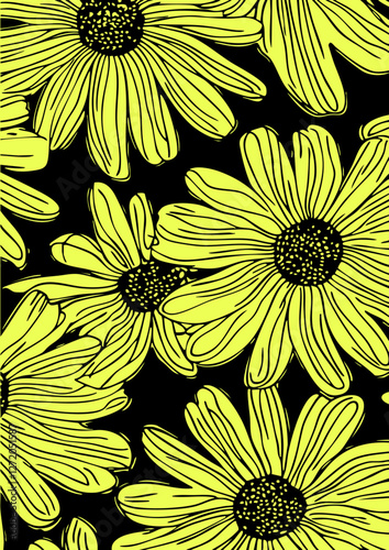 Daisy vector pattern, Flowers pattern