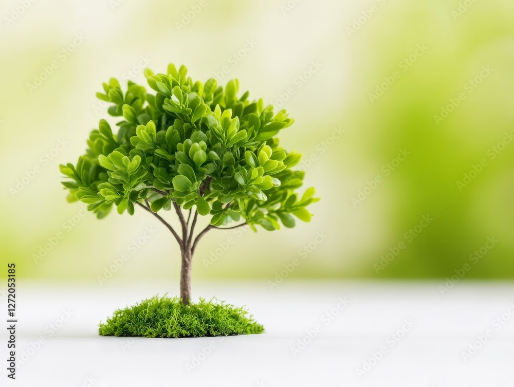 Fototapeta premium Lush green tree with vibrant foliage isolated on white background symbolizing nature sustainability and environmental consciousness