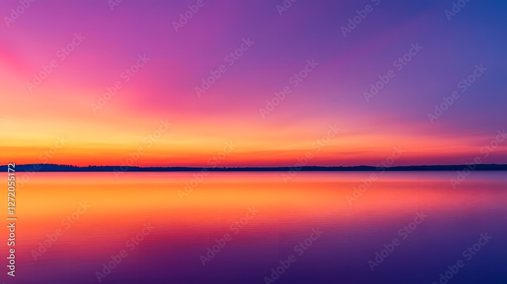 Fototapeta premium Breathtaking Twilight Landscape Reflected in Serene Lake