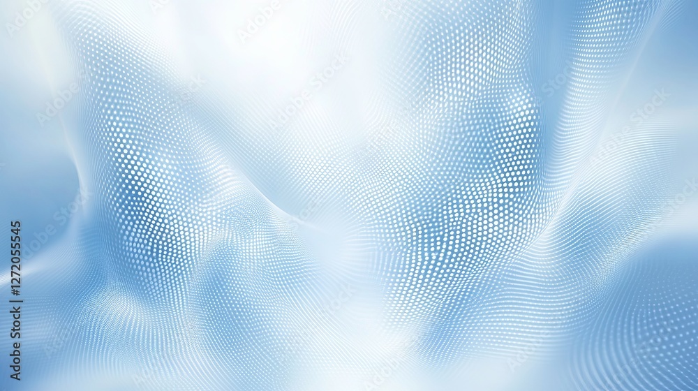 Abstract digital wave design with blue and white dots