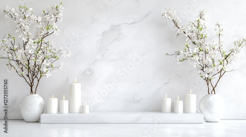 Wallpaper Mural Tranquil spa scene candles, blossoms, marble Torontodigital.ca