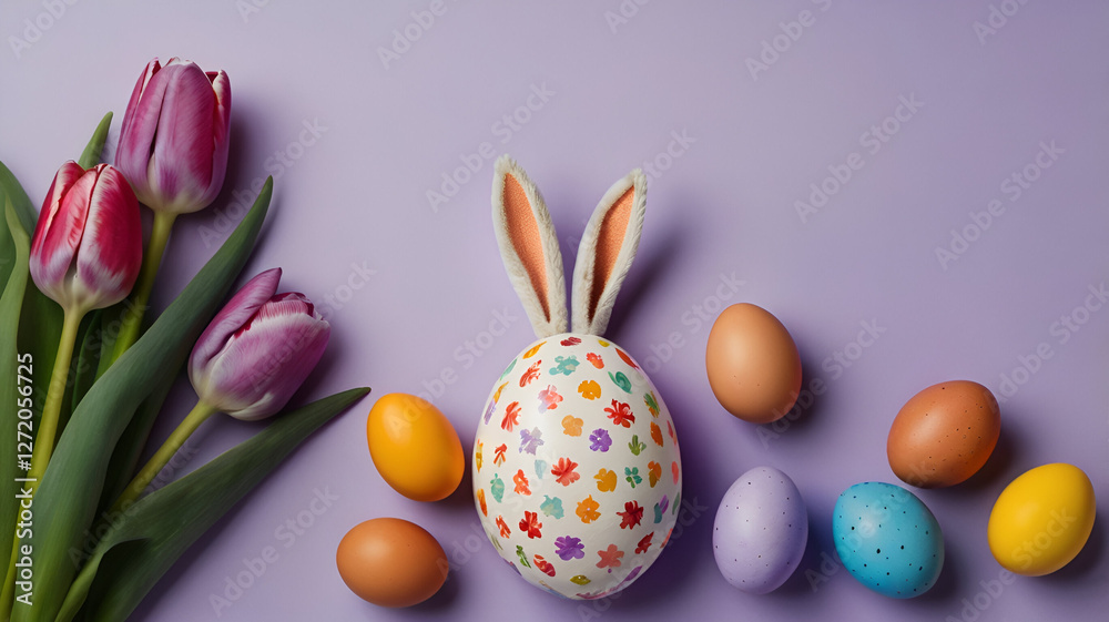 easter eggs and flowers