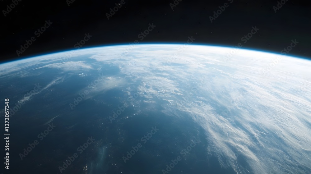 Fototapeta premium Astronaut Floating in the Vast Tranquil Expanse of Deep Space with Earth in the Distance