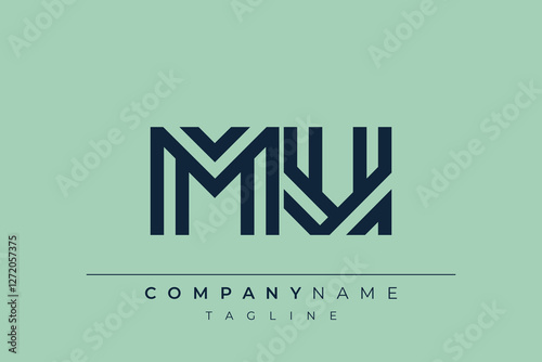 MU minimal line logo. Letter M and U vector line logo design.