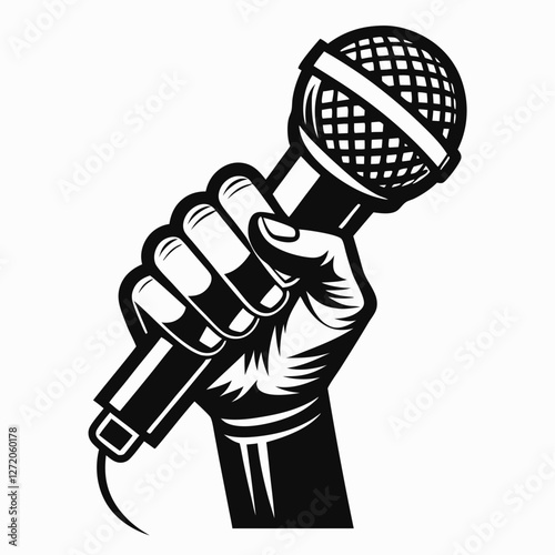 Black and white microphone vector