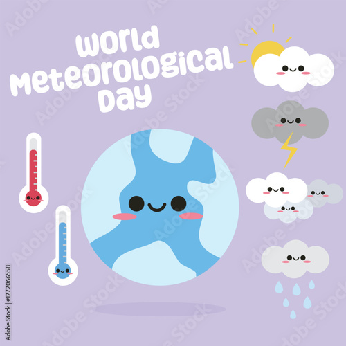 World Meteorological Day vector design for celebration. Suitable for background, template, social media, poster, flyer design, flat illustration, banner,  etc