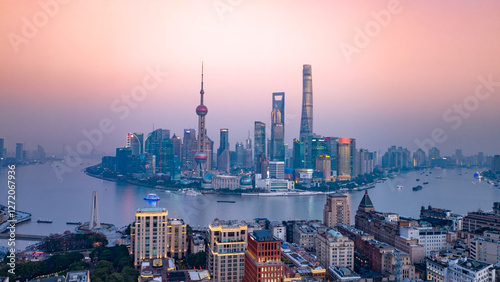 Sunrise Aerial Photography of Shanghai, China