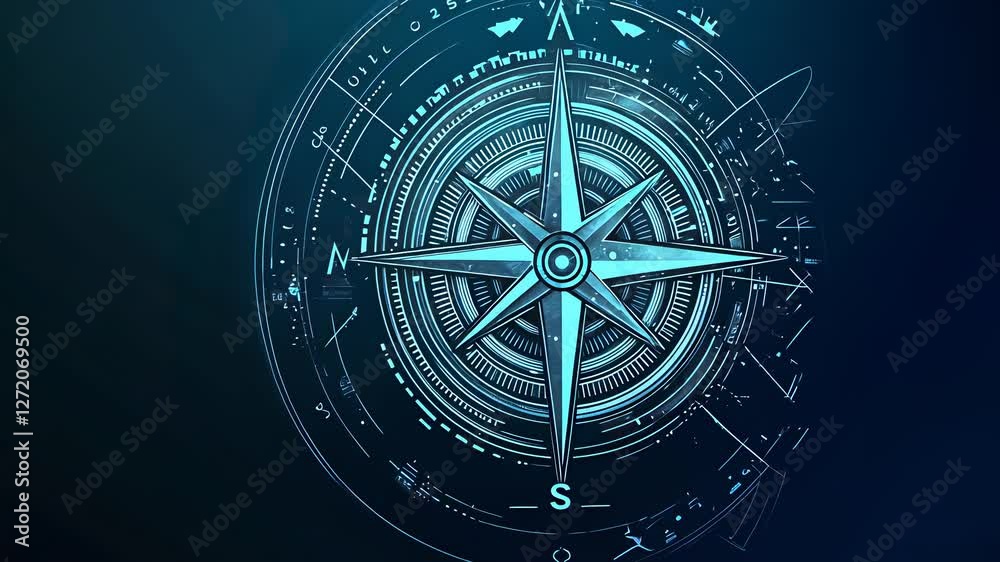 Exploration of a luminous compass design highlighting navigation and direction