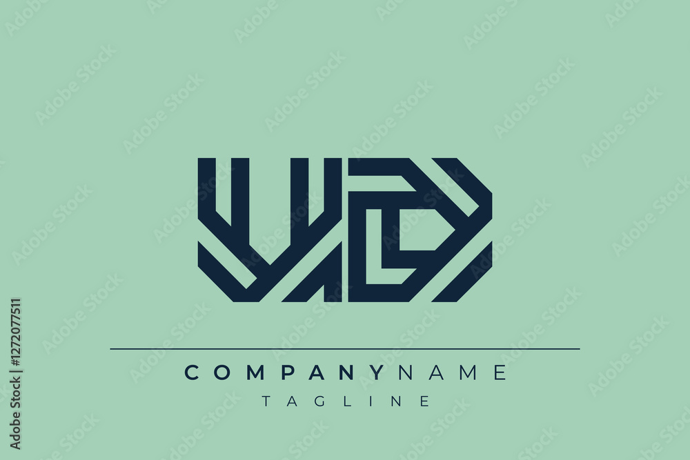 Obraz premium UD minimal line logo. Letter U and D vector line logo design.