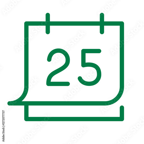 Minimalist line icon representation of a calendar page displaying the number 25 for planning and scheduling activities