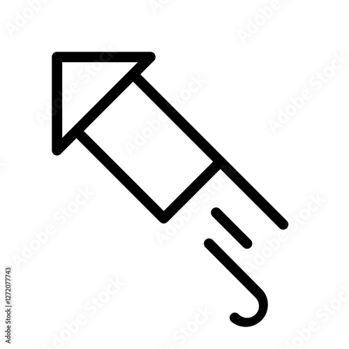 Line icon representing a firework with upward trajectory and smoke effect for festive celebrations