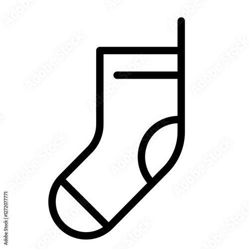 Simple line icon of a sock designed for textile and fashion-related themes showcasing everyday clothing items