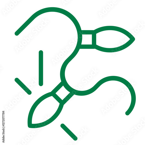 Creative outline of a drawing tool featuring dual tips and dynamic lines indicating artistic movement and expression