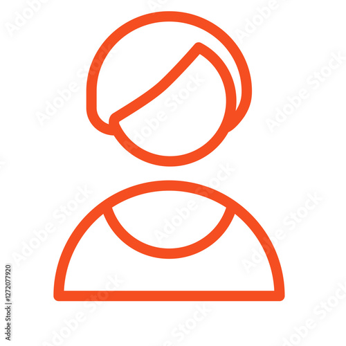 Line icon vector illustration of a person with simple features featuring a rounded head and shoulders design