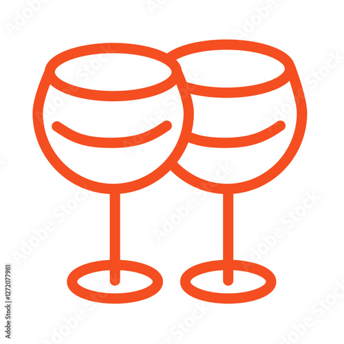 Celebration with two line art wine glasses clinking in a toast for special occasions and gatherings