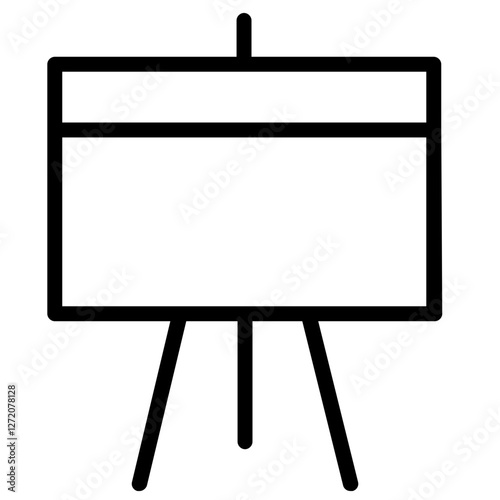 Line icon representing an easel used for displaying art or presentations at creative events or workshops