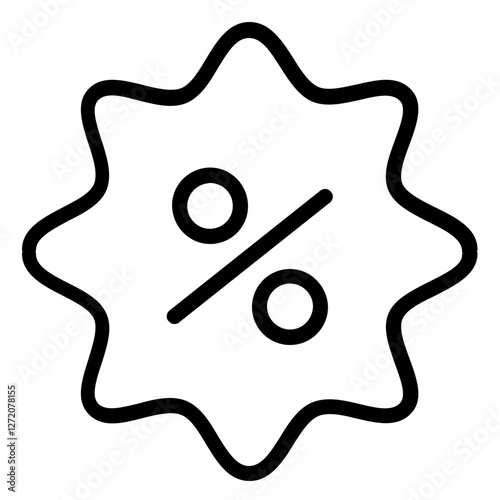 Discount percentage badge designed as a line icon vector illustration representing savings and promotional offers effectively