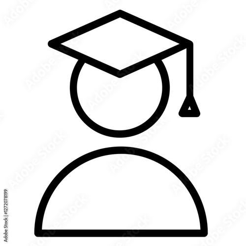 Line icon of a graduate wearing a cap symbolizing education and achievement