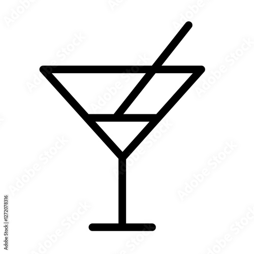 Line icon of a cocktail glass with a straw representing drinks and leisure activities at a bar or party
